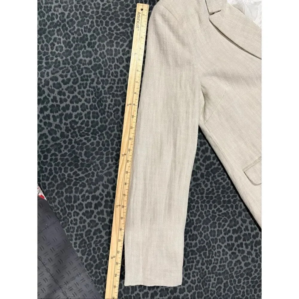 Topshop Double Breasted Blazer Womens US 10 Beige Cotton Oversized Jacket